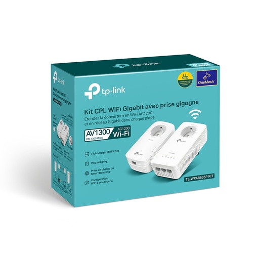 TP-Link AC1200 + AV1300 Powerline Wi-Fi Kit,Passthrough, BE version + OneMesh