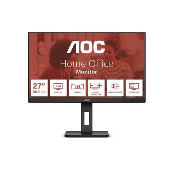 Moniteur AOC 27" QHD VA (1440p) - 75Hz 1x HDMI 1X DisplayPort - Hauteur ajustable