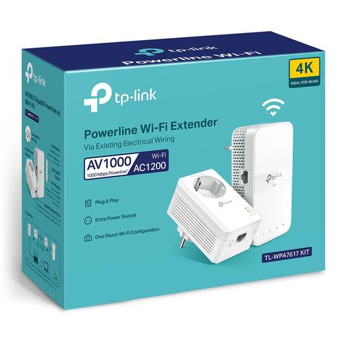 [TL-WPA7617 KIT(BE)] TP-Link AC1200 + AV1000 Powerline Wi-Fi Kit, Passthrough, BE version + OneMesh